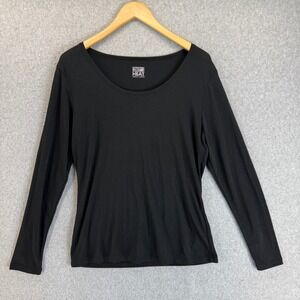 32 Degrees Heat Ladies Long Sleeve Scoop Neck Tee Top Black Lightweight Sz Large